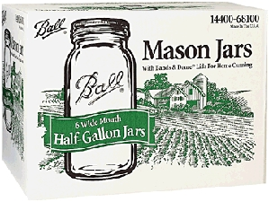 (image for) Mason Jar W/Cap .5gl Wdmth 6bx - Click Image to Close