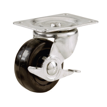 (image for) Casters: Rubber Wheel, Rigid, Plate Mount