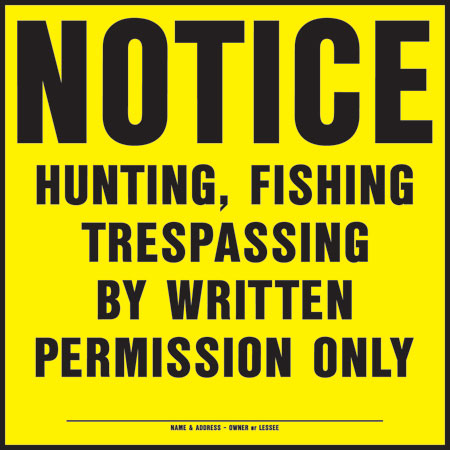 (image for) Sign 11x11 "no Hunt/Fish"ylw