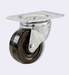 (image for) Casters: Rubber Wheel, Swivel, Plate Mount