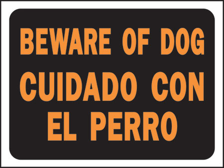 (image for) Sign "beware Of Dog"bilingual - Click Image to Close