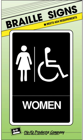 (image for) Sign 6x9 "hdcp Women Braille"