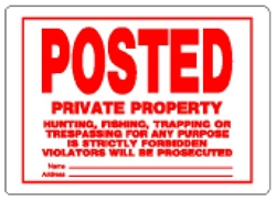(image for) Sign 10x14 'Posted Private'