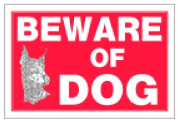 (image for) Sign 8x12 'Beware Of Dog' Blgl
