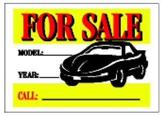 (image for) Sign 10x14'For Sale Auto'Vbrnt