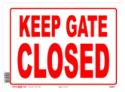 (image for) Sign 10x14 'Keep Gate Closed'