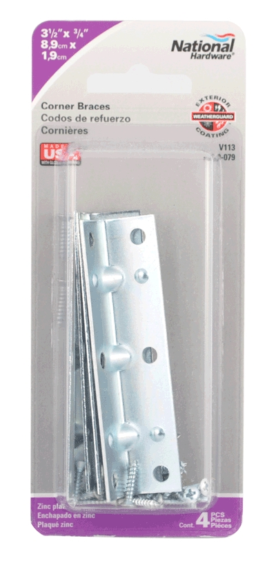 (image for) Corner Brace 3-1/2 Zn V113 4cd