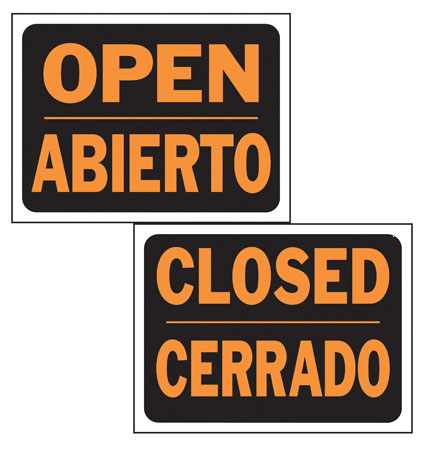 (image for) Sign "open/Closed" Bilingual