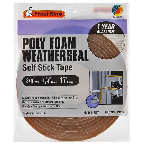 (image for) Foam Tape Poly 3/8x1/4x17' Brn