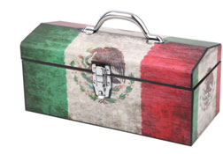 (image for) Tool Box 16" Metal Mexico Flag