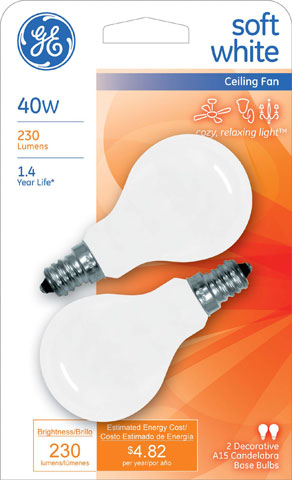 (image for) Ceiling Fan Bulb 40w Wht 2/Pk