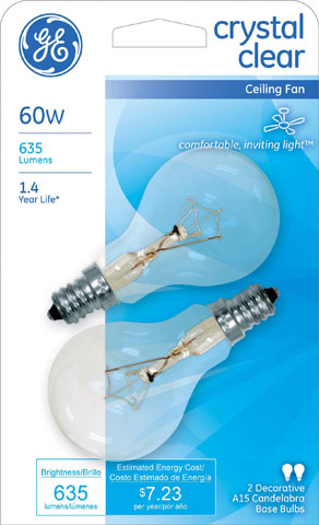 (image for) Ceiling-Fan Bulb 60w Clr 2/Pk