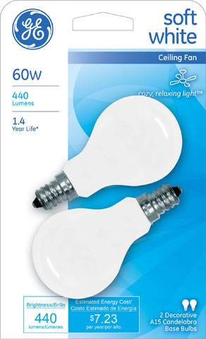 (image for) Ceiling-Fan Bulb 60w Wht 2/Pk