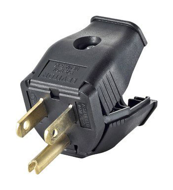 (image for) Plug 3-Wire Grnd Hinged Black