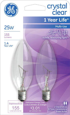 (image for) Bulb 25w Chandelier Clear 2/Pk