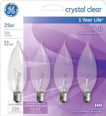 (image for) Bulb 25w Chandelier Clear 4/Pk