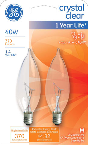 (image for) Bulb 40w Chandelier Clear 2/Pk