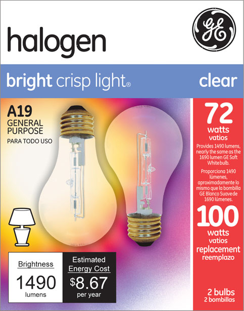 (image for) Bulb 72w Clear Halogen 2/Pk