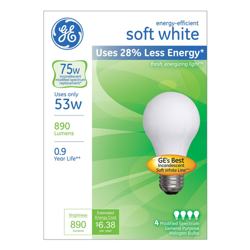 (image for) Bulb Halogen 53w Soft Wht 4pk