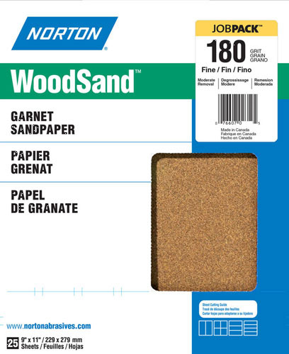 (image for) Sandpaper Wood 9x11"180a 25/Pk