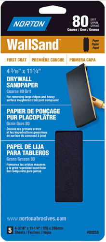 (image for) Sandpaper 4-3/16" 80d 5/Pk