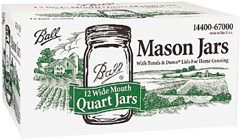 (image for) Mason Jar W/Cap Qt Widmth 12bx