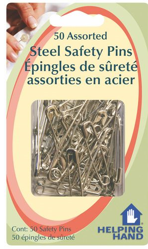 (image for) Safety Pin Steel Assorted 50pc