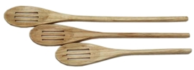(image for) Spoon Set Wooden Slotted 3-Pc