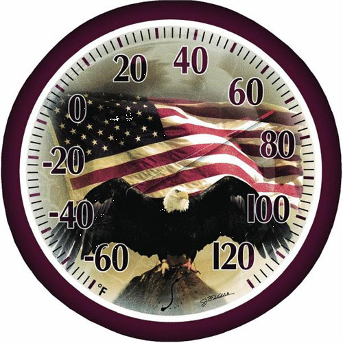 (image for) Thermometer 13.25" Flag/Eagle