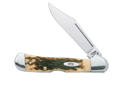 (image for) Knife Amber/Bone Mini Copperbl - Click Image to Close