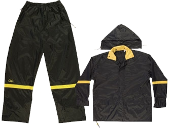 (image for) Rain Suit 3 Pc Black Nylon Lg