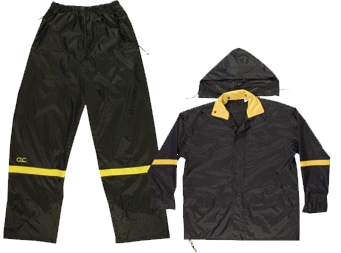 (image for) Rain Suit Black 3pc Nylon Med