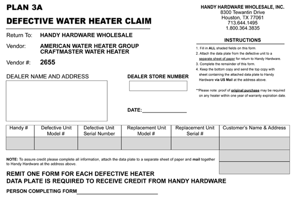 (image for) Forms Plan 3a Wtrheater Claim