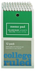 (image for) Notebook Memo 3x5" 60sht 12/Pk